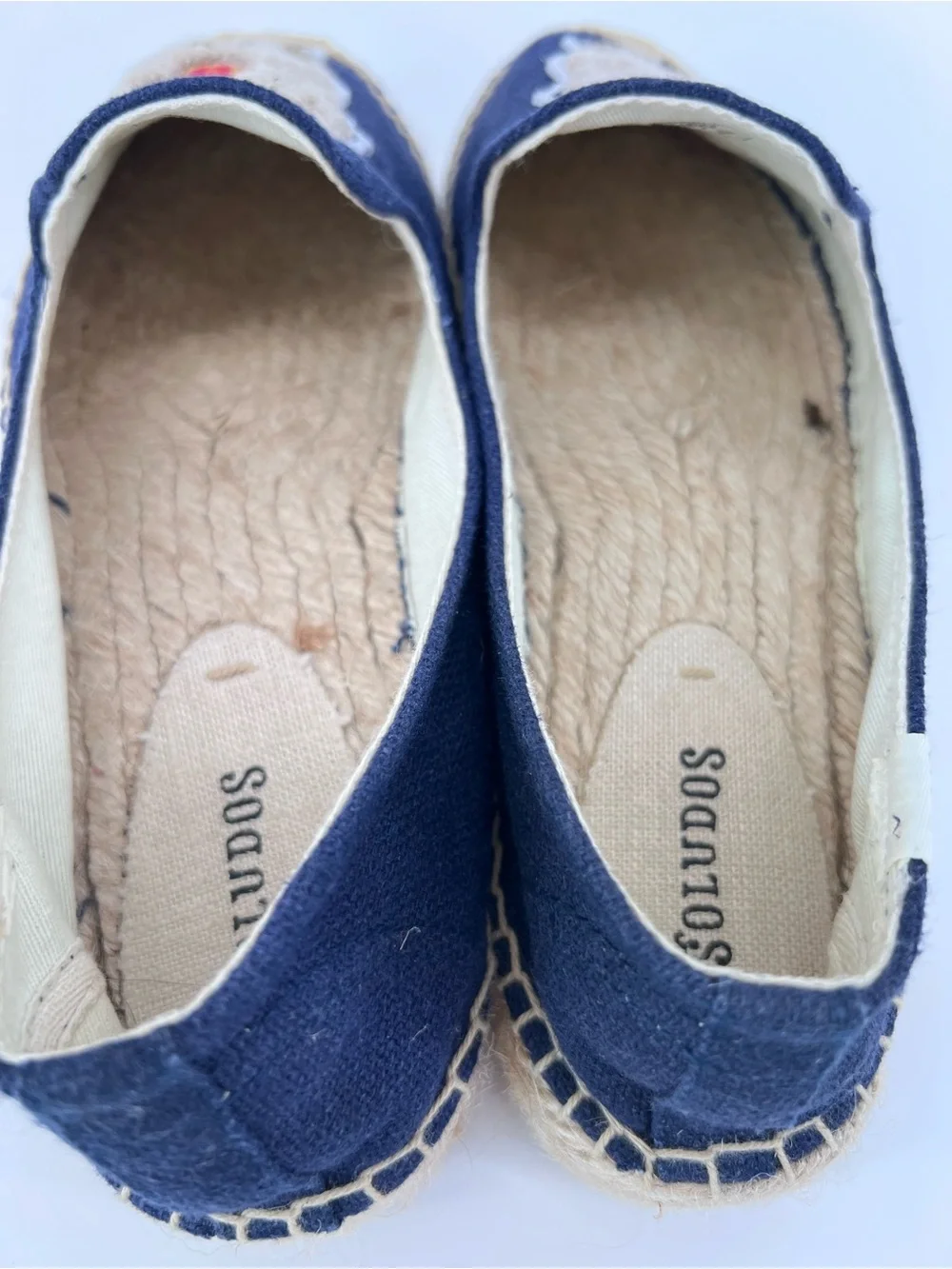 Soludos Chambray Llama Canvas Espadrilles Blue Size 8 Casual Slip-on Boho